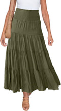 Women's Summer Flowy Boho Maxi Skirt - Smocked Waist, Tiered Ruffle