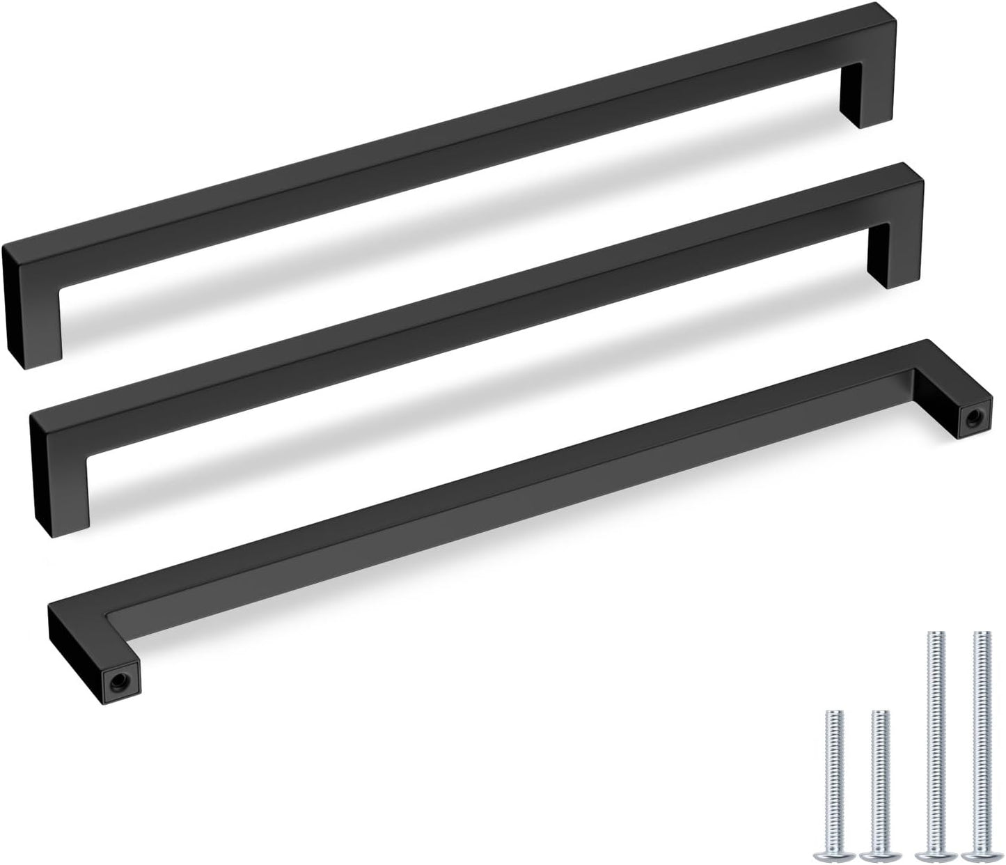 Modern Black Square Bar Cabinet Pulls for Kitchen & Bathroom