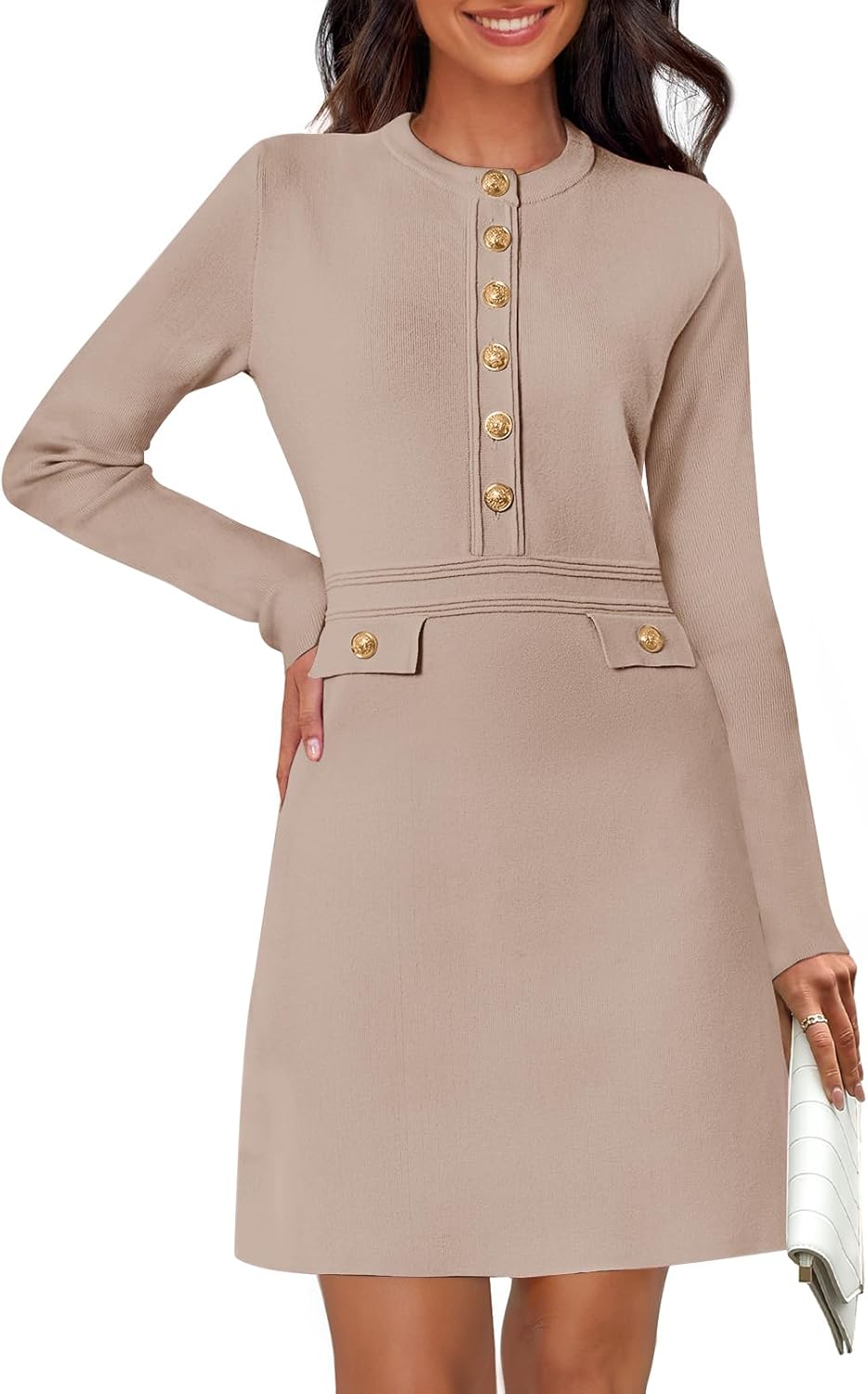 Stylish Women's Fall Long Sleeve Bodycon Sweater Dress