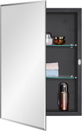 Black Bathroom Medicine Cabinet with Beveled Mirrored Door 16 x 22