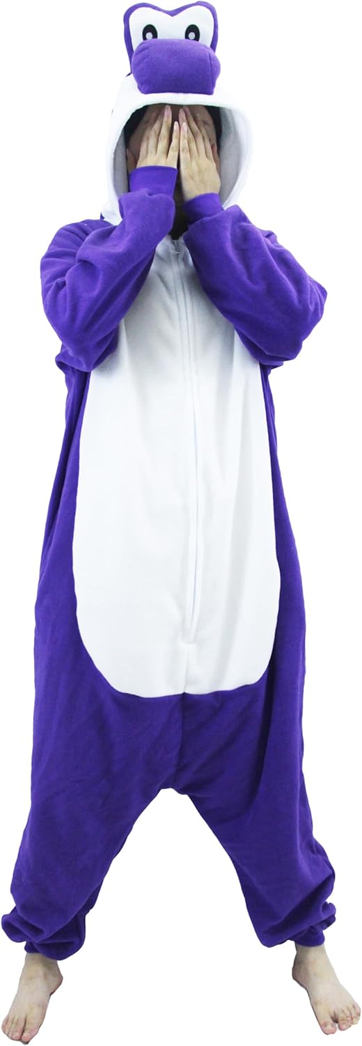 Adult Unisex Pink Yoshi Kigurumi Onesie for Halloween Fun