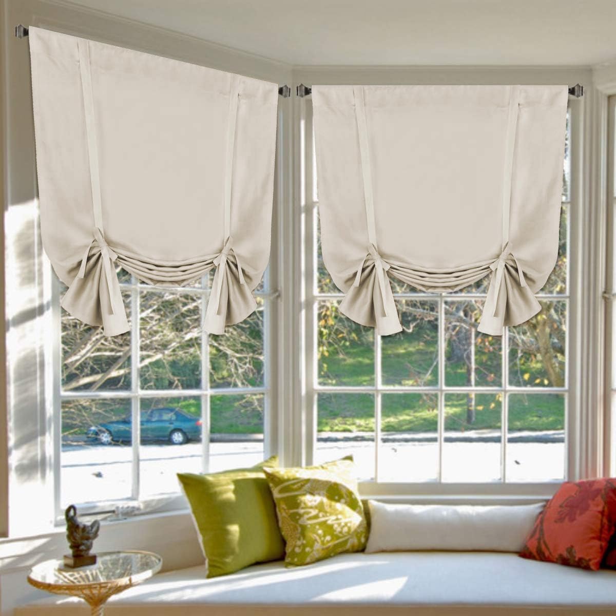 H.VERSAILTEX Blackout Tie Up Curtain for Small Windows