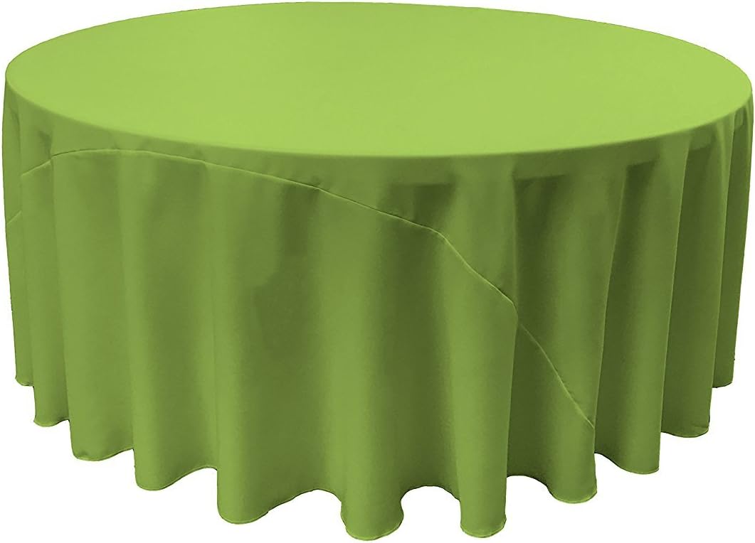132-Inch Lime Polyester Poplin Round Tablecloth for Events