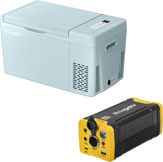 BougeRV 220Wh Portable Power Station & 12V Car Fridge Combo