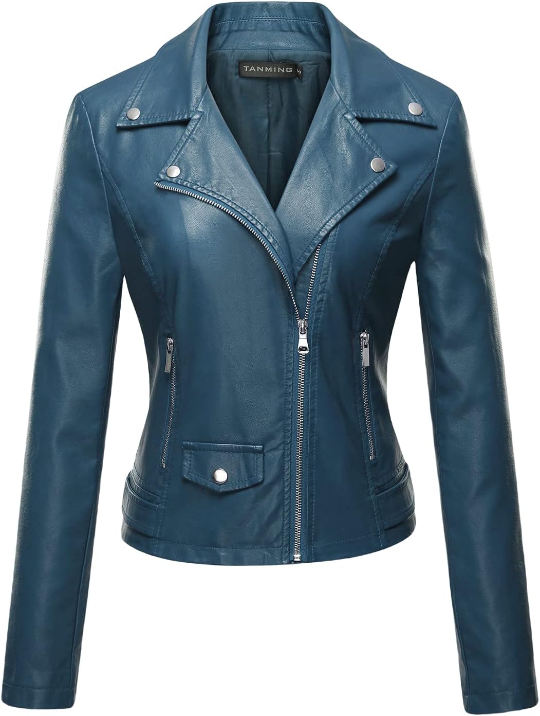 Tanming Women's Faux Leather Moto Biker Short Coat Jacket Review