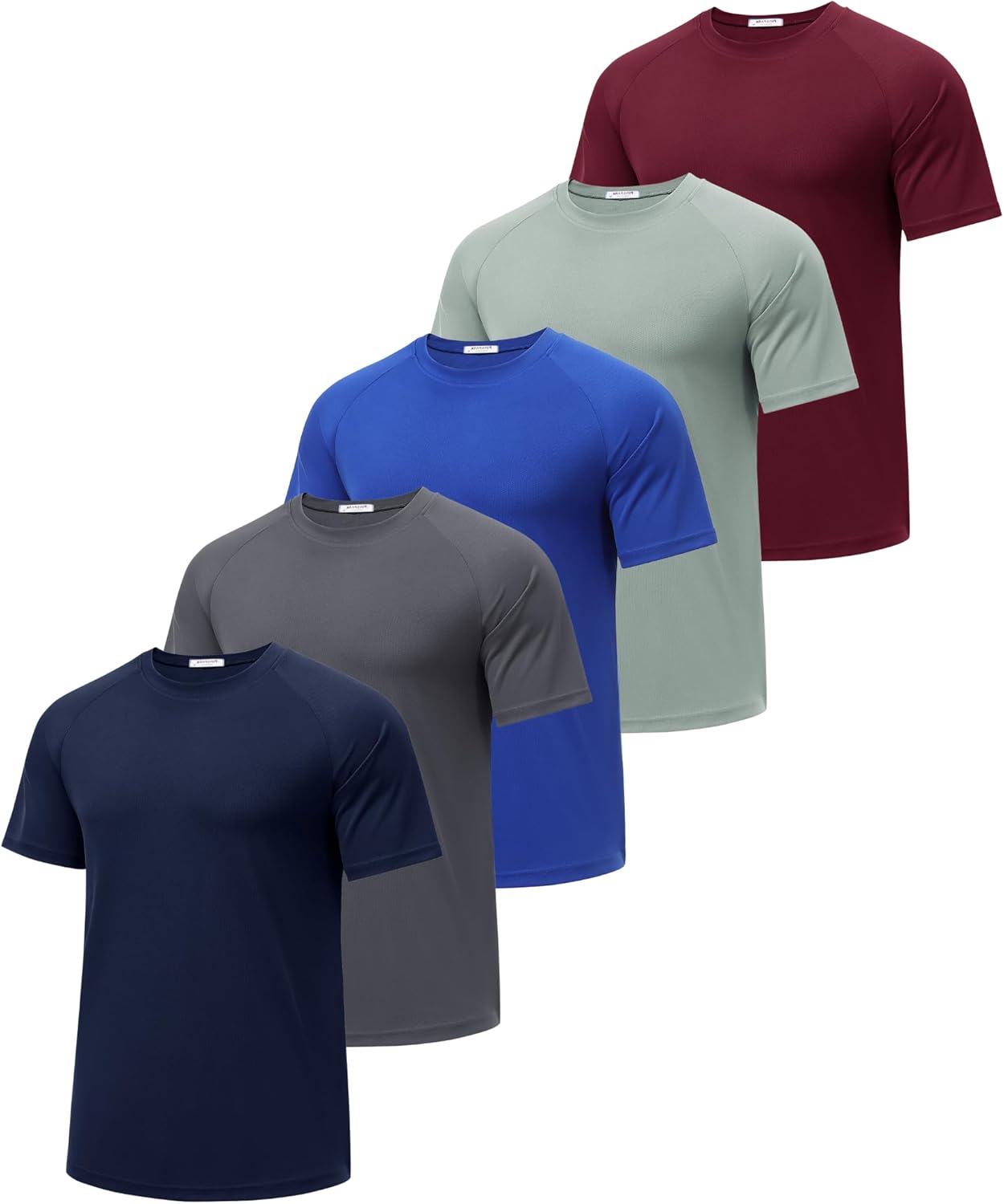 PINSPARK 5 Pack Workout Shirts for Men - Moisture Wicking Tees