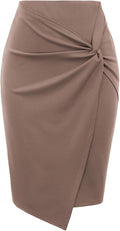 Wear to Work Pencil Skirt for Women - High Waist Bodycon Wrap