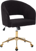 Modern Corduroy Fabric Home Office Chair with Gold Base