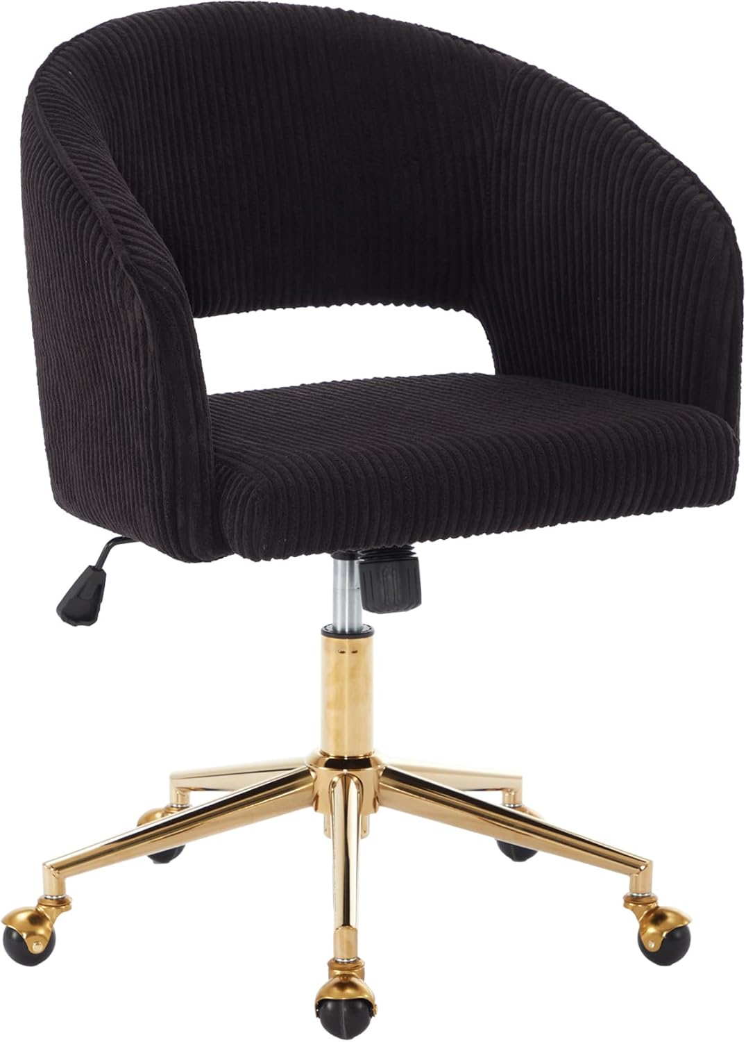 Modern Corduroy Fabric Home Office Chair with Gold Base