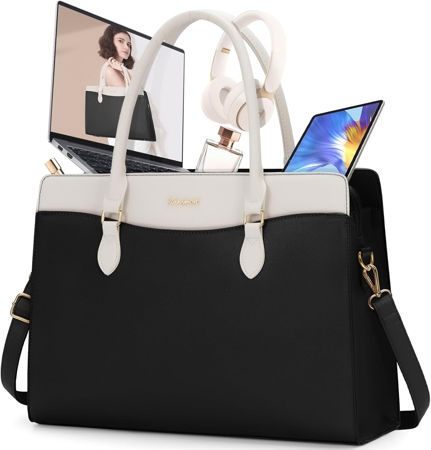 Spacious Waterproof Laptop Bag for Women 15.6 Inch Work Tote