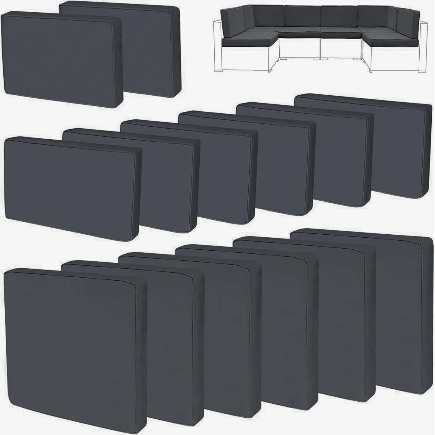 14 Pieces Patio Cushion Covers Replacement for Outdoor Sofas