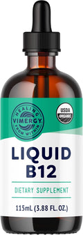 VIMERGY Organic Liquid Vitamin B12 Supplement for Energy Support