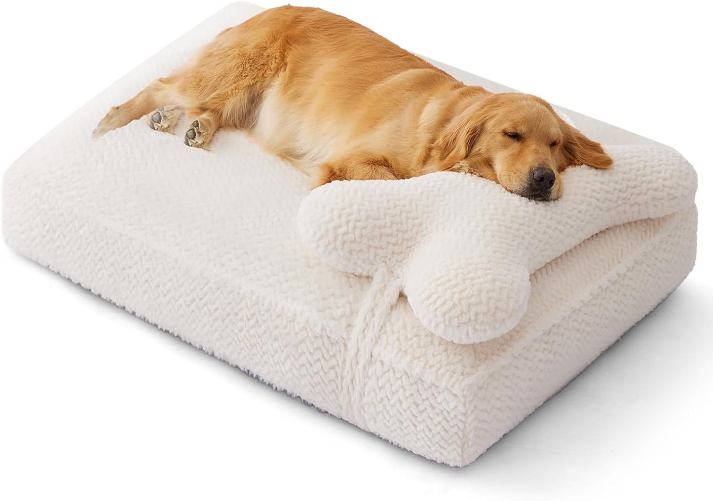 Soft Touch Faux Fur Dog Bed for Extra Large Dogs with Pillow