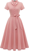 Wedtrend Women's Vintage Tea Dress - Short Sleeve A-Line Fit