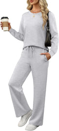 ANRABESS Women's 2 Piece Lounge Sets Casual Wide Leg Tracksuit