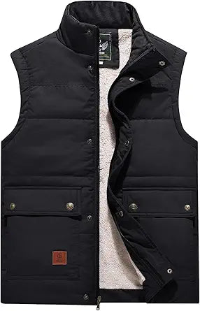 Flygo Men's Winter Warm Outdoor Padded Puffer Vest Jacket