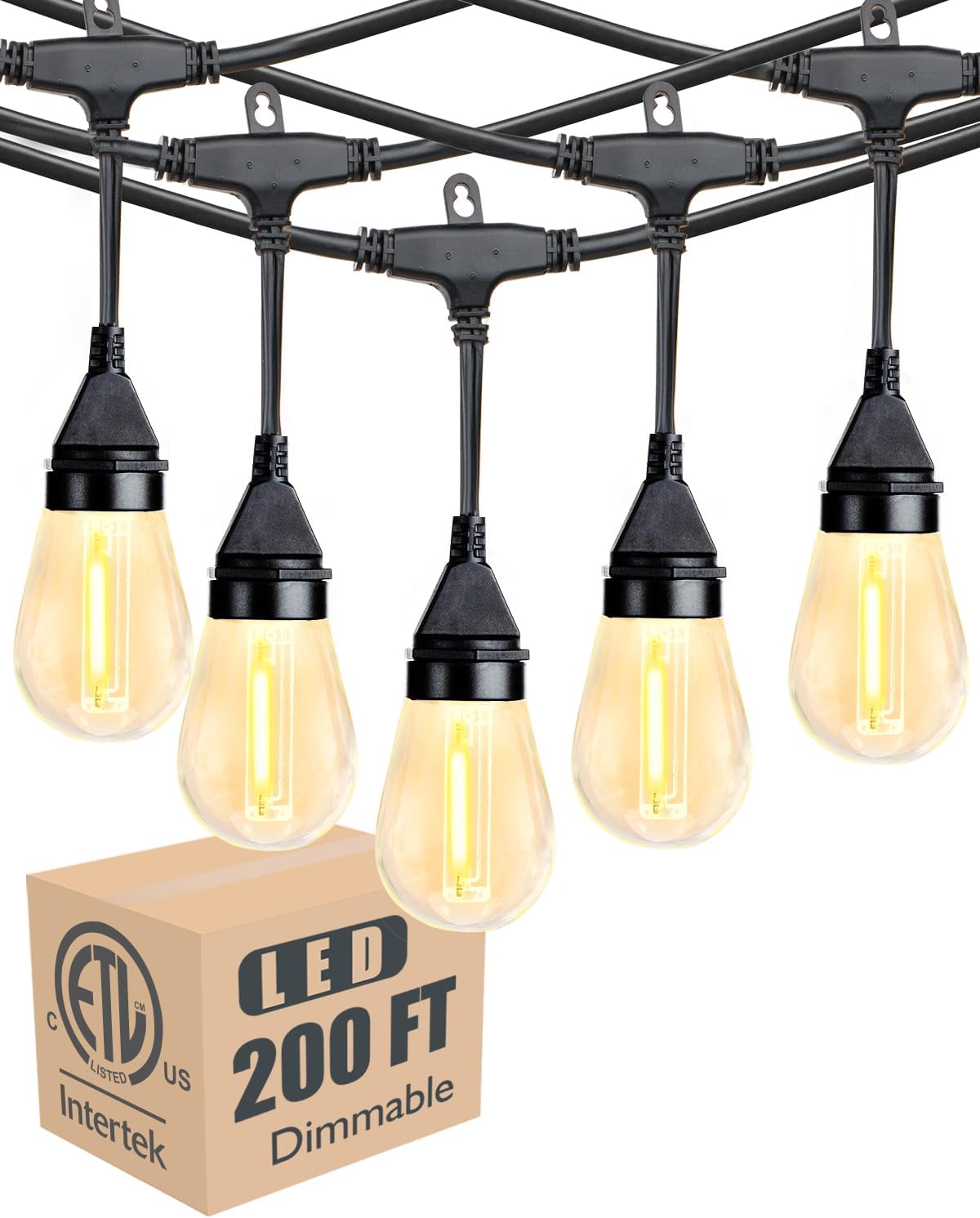 200FT Outdoor String Lights with Vintage Bulbs for Any Occasion
