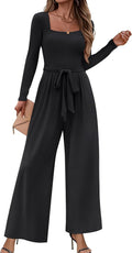 Jumpsuits For Women Dressy Long Sleeve Square Neck (Style T4BD)