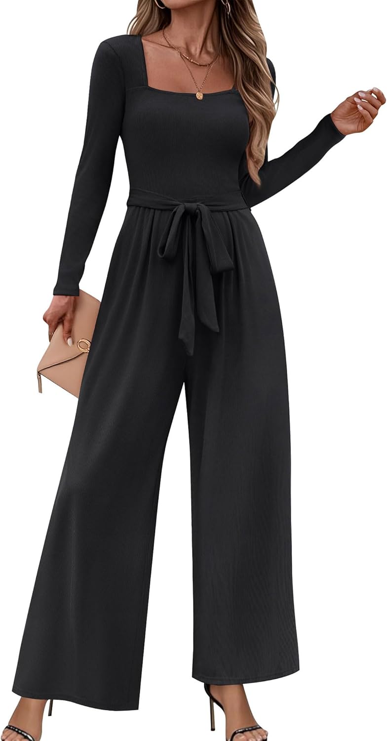 Stylish Jumpsuits For Women Dressy Long Sleeve Wide Leg Romper