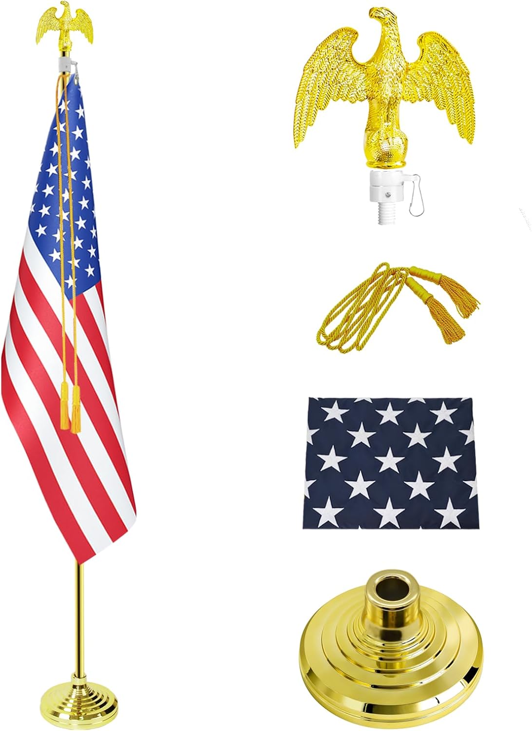 Indoor Flag Pole Kit with Adjustable Height and Eagle Topper
