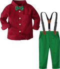 Toddler Boy Formal Suit with Suspenders and Detachable Bow Tie
