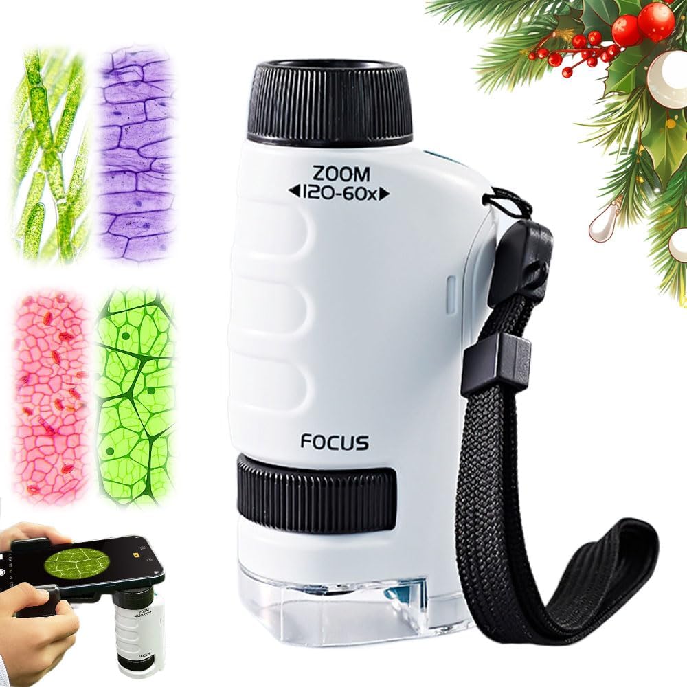 Portable Pocket Microscope with 60x-120x Magnification Power