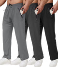 3 Pack Men's Athletic Pants with Zip Pockets - Lightweight, Quick