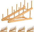 5 Pack Plate Stands for Display - 5-Tier Wooden Tabletop Rack