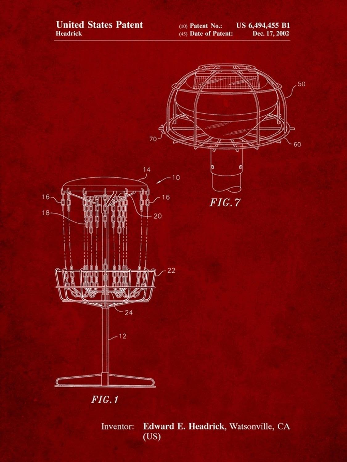 Vintage Disc Golf Basket Patent Print - 12 x 16