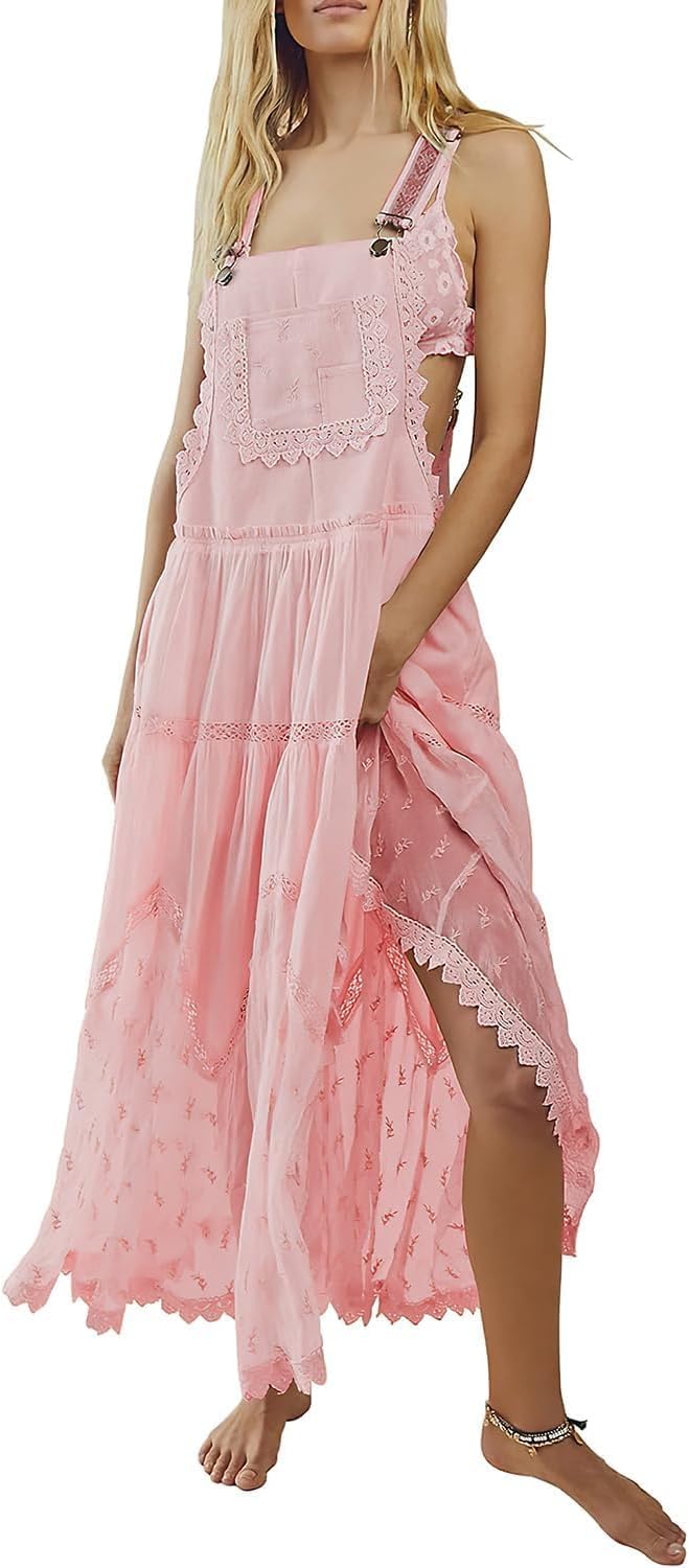 Stylish Women's Laced Embroidered Tulle Maxi Dress for Summer