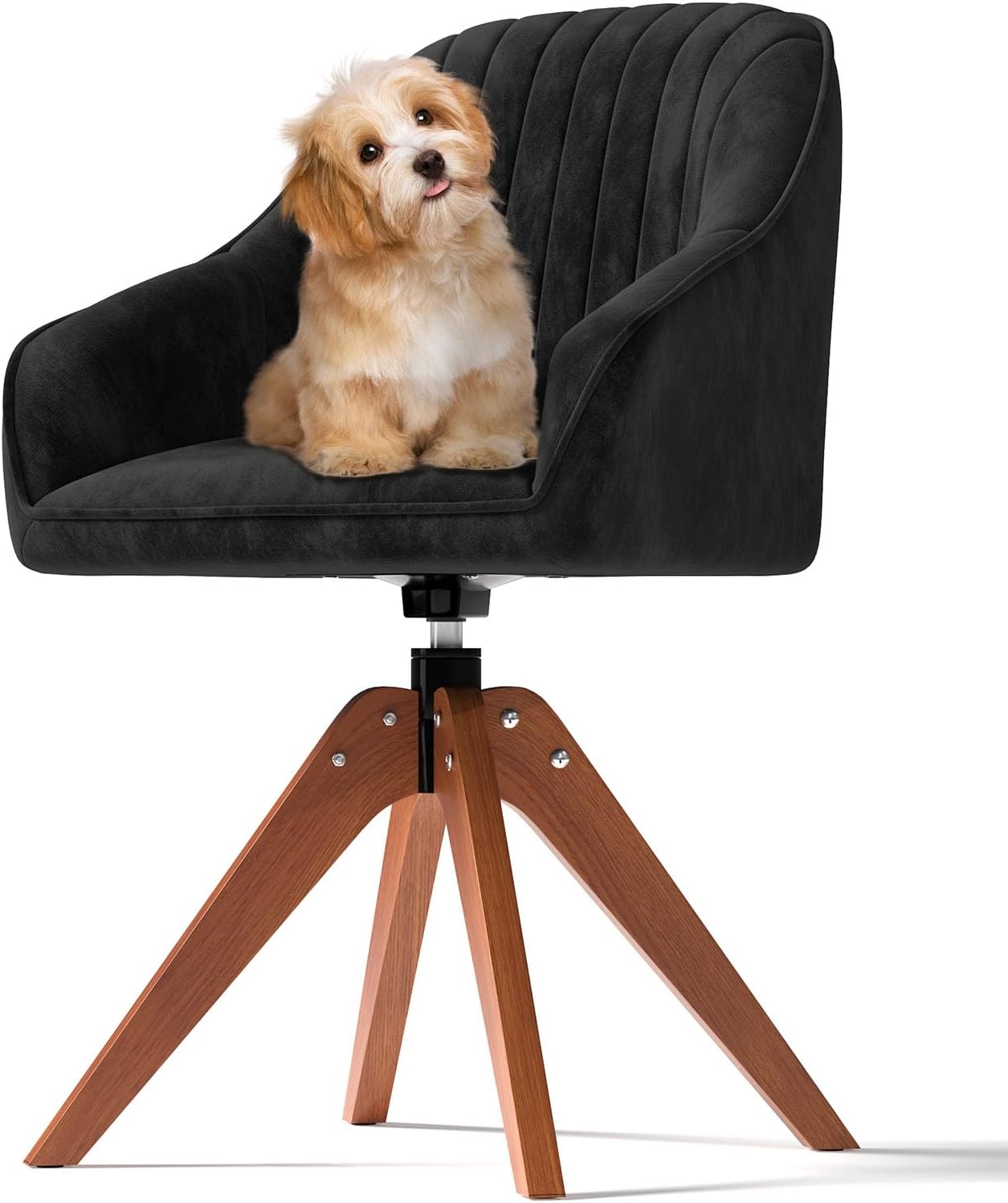 Modern Swivel Desk Chair - Stylish Armchair, No Wheels - Black