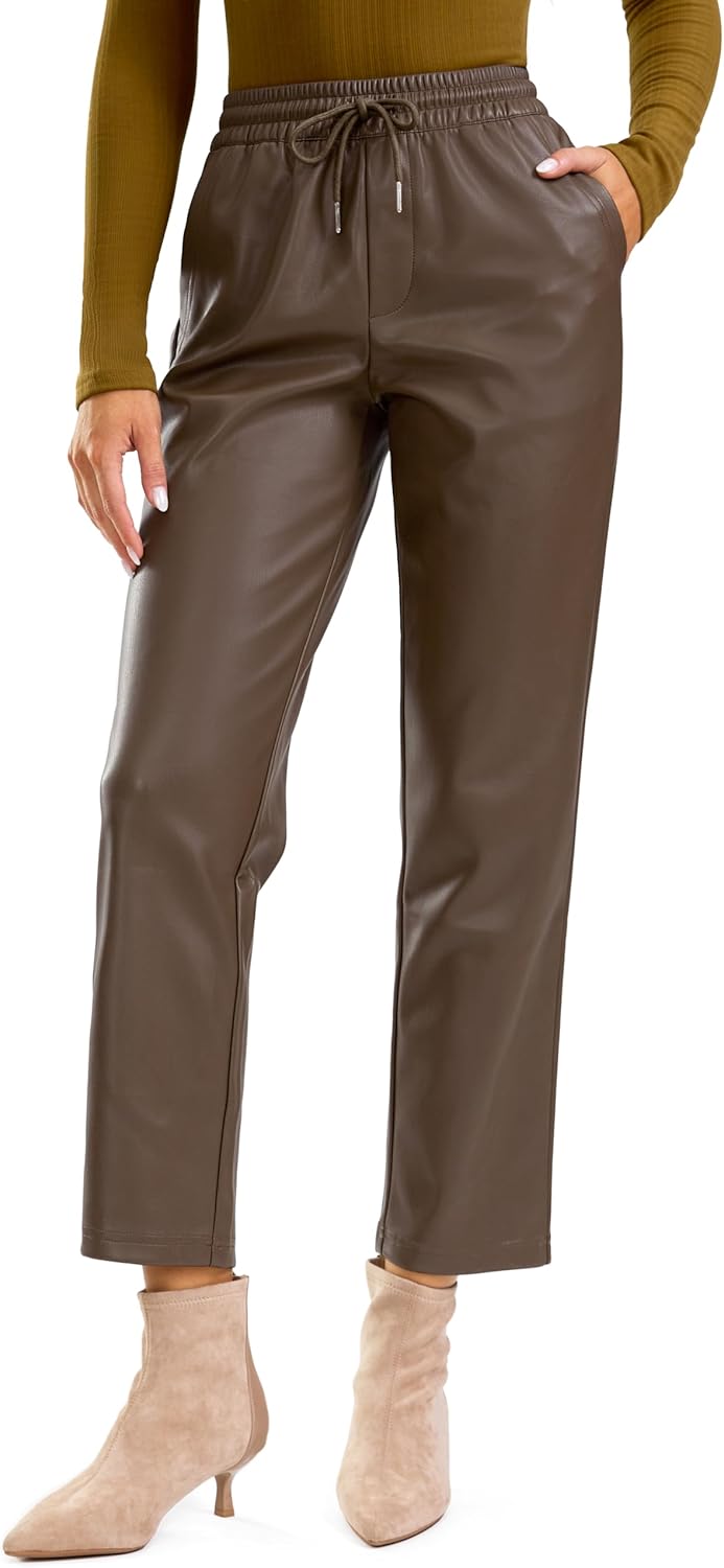 SANTINY Women's Faux Leather Pants for Stylish Comfort