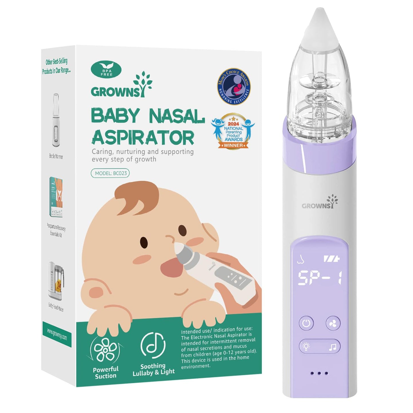GROWNSY Nasal Aspirator for Baby with Powerful Suction and Music