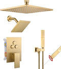 VANFOXLE Shower Faucet Set Brushed Gold Shower System - Push Button