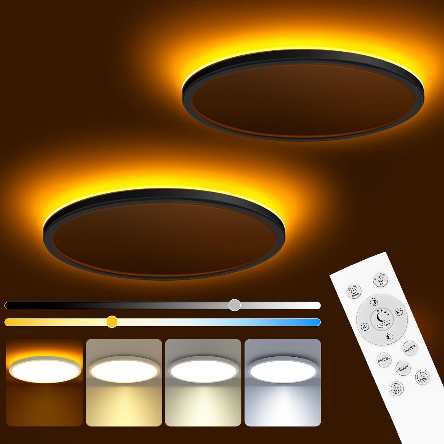 Zemty 12 Inch LED Ceiling Light with Night Light for Home