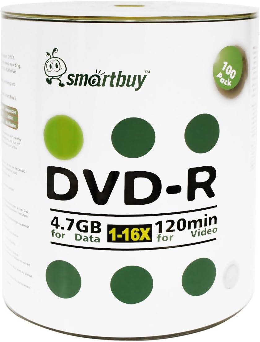 Smartbuy 4.7GB DVD-R Discs for Data and Video Recording