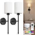 Battery Operated Wall Sconce Set of 2 - Rechargeable Dimmable LEDs
