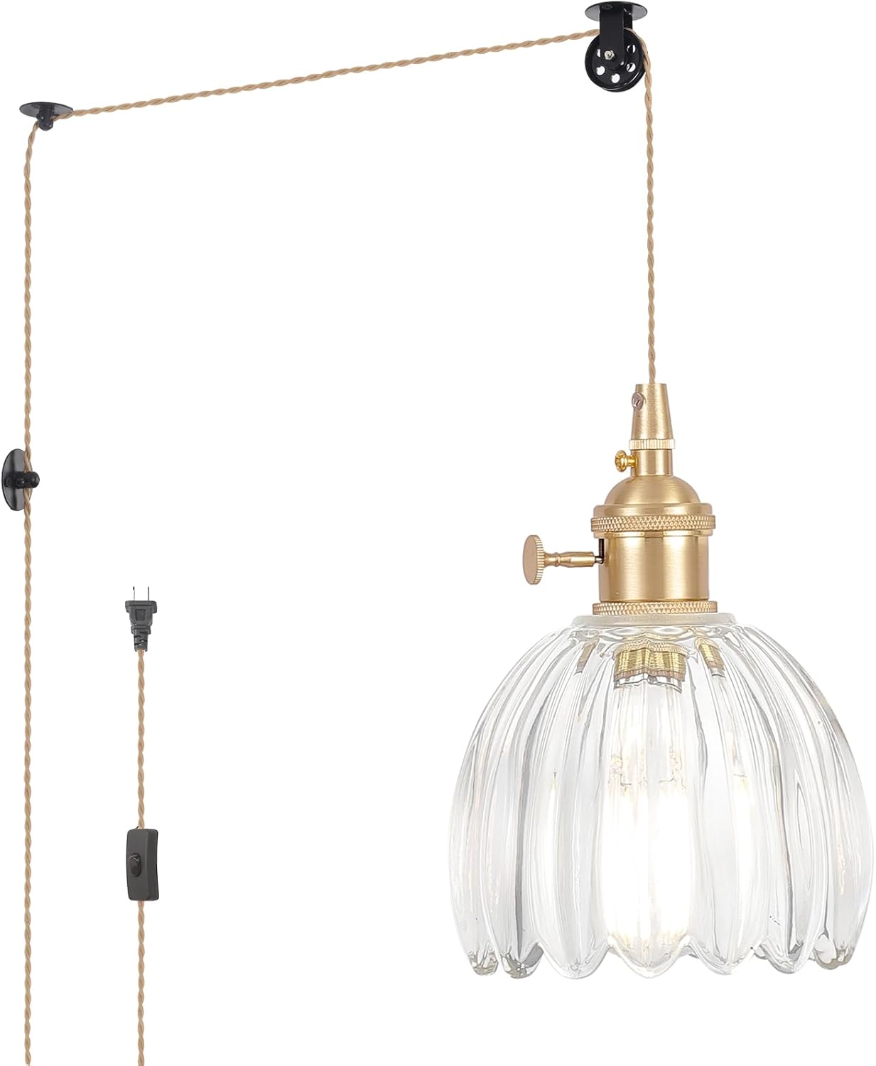 Mini Plug in Pendant Light with Clear Glass Shade for Home