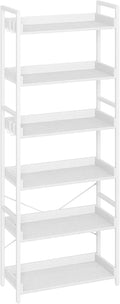 Rolanstar Bookshelf 6 Tier with 4 Hooks - Industrial Rustic Storage