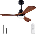 42 in Black Ceiling Fan with Light and Remote - Dimmable LED, Quiet DC