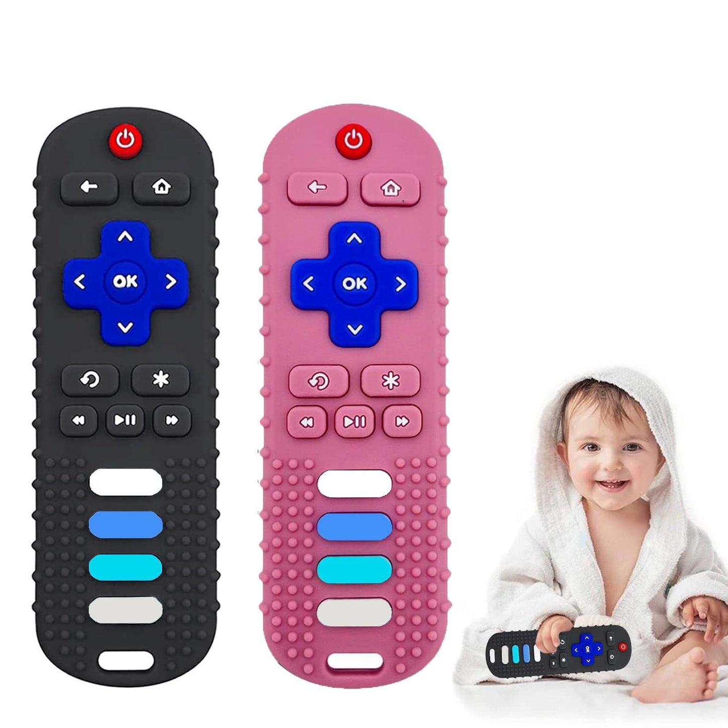 BPA-Free TV Remote Teether Toy for Babies 3-24 Months