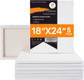 CONDA 18x24 in Stretched Canvas 5 Pack - 100% Cotton, Triple Primed