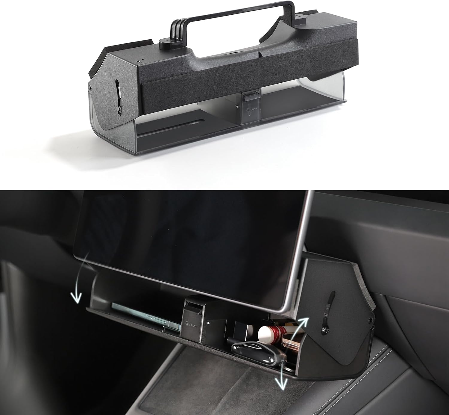 TPARTS Hidden Under Screen Storage Box for Tesla Model 3 & Y