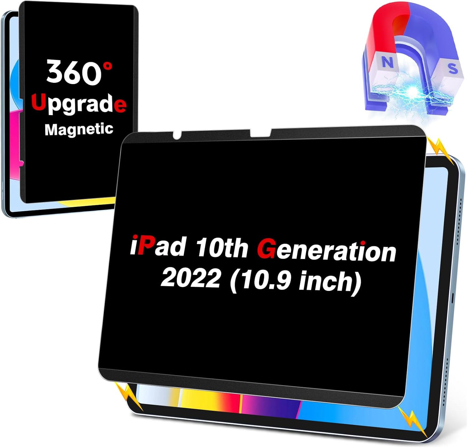 ZOEGAA 3604 Way Magnetic Privacy Screen for iPad 10th Gen
