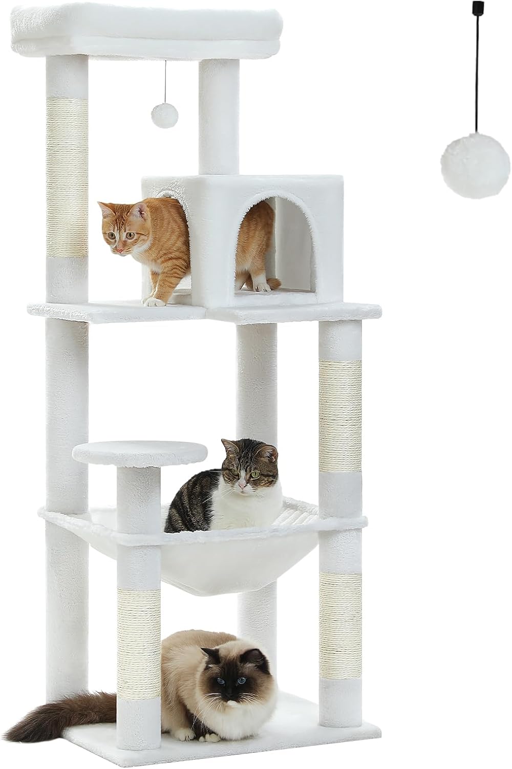 56.3 Tall Cat Tree for Indoor Large Cats with Cozy Hammock