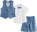 Boys Linen Suit 4 Piece Summer Gentleman Outfit - Lightweight
