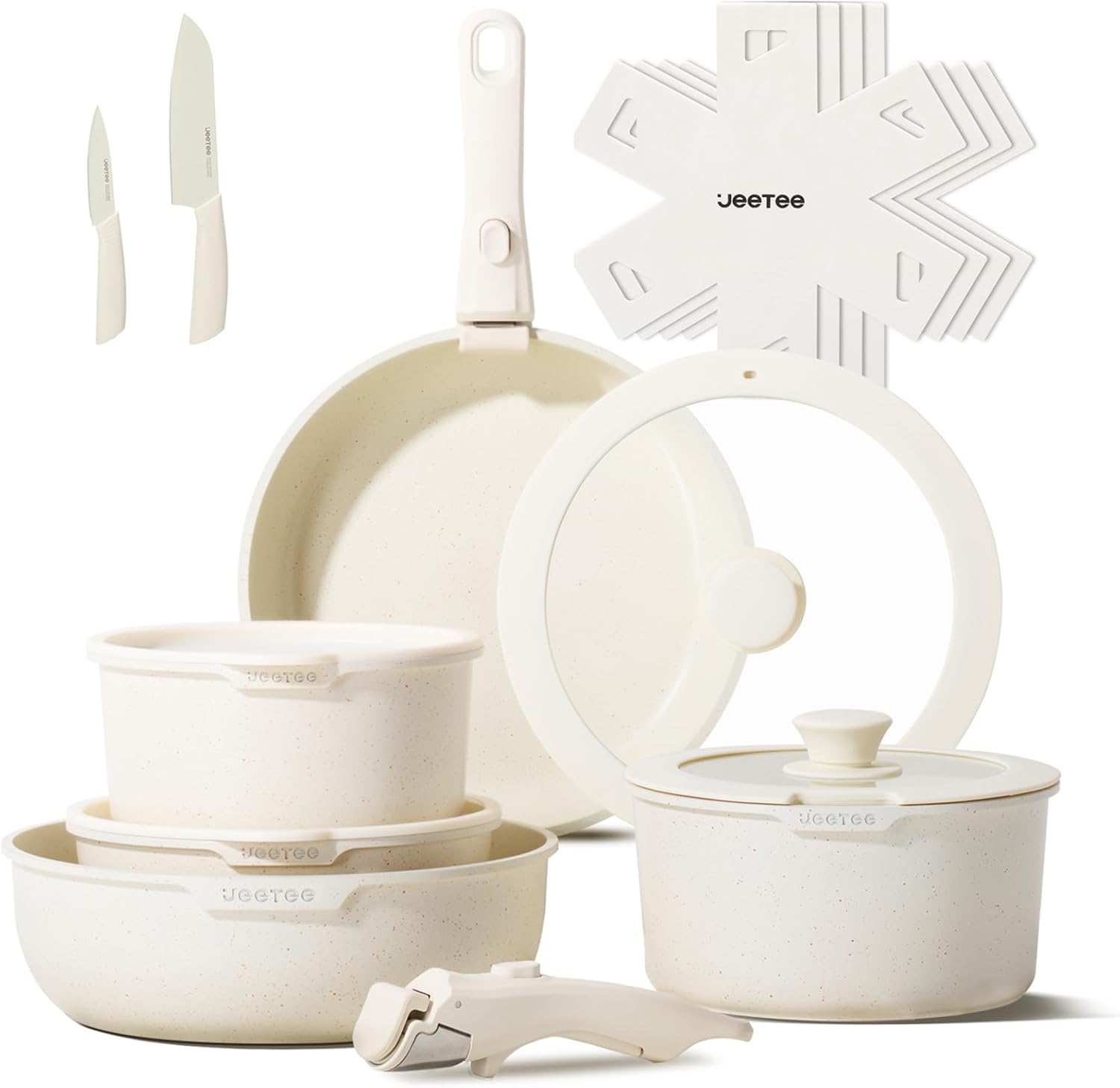 Non Stick Cookware Set 17pcs with Detachable Handle for RVs