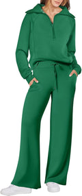 Women 2 Piece Lounge Set with Wide Leg Pants - Travel Friendly