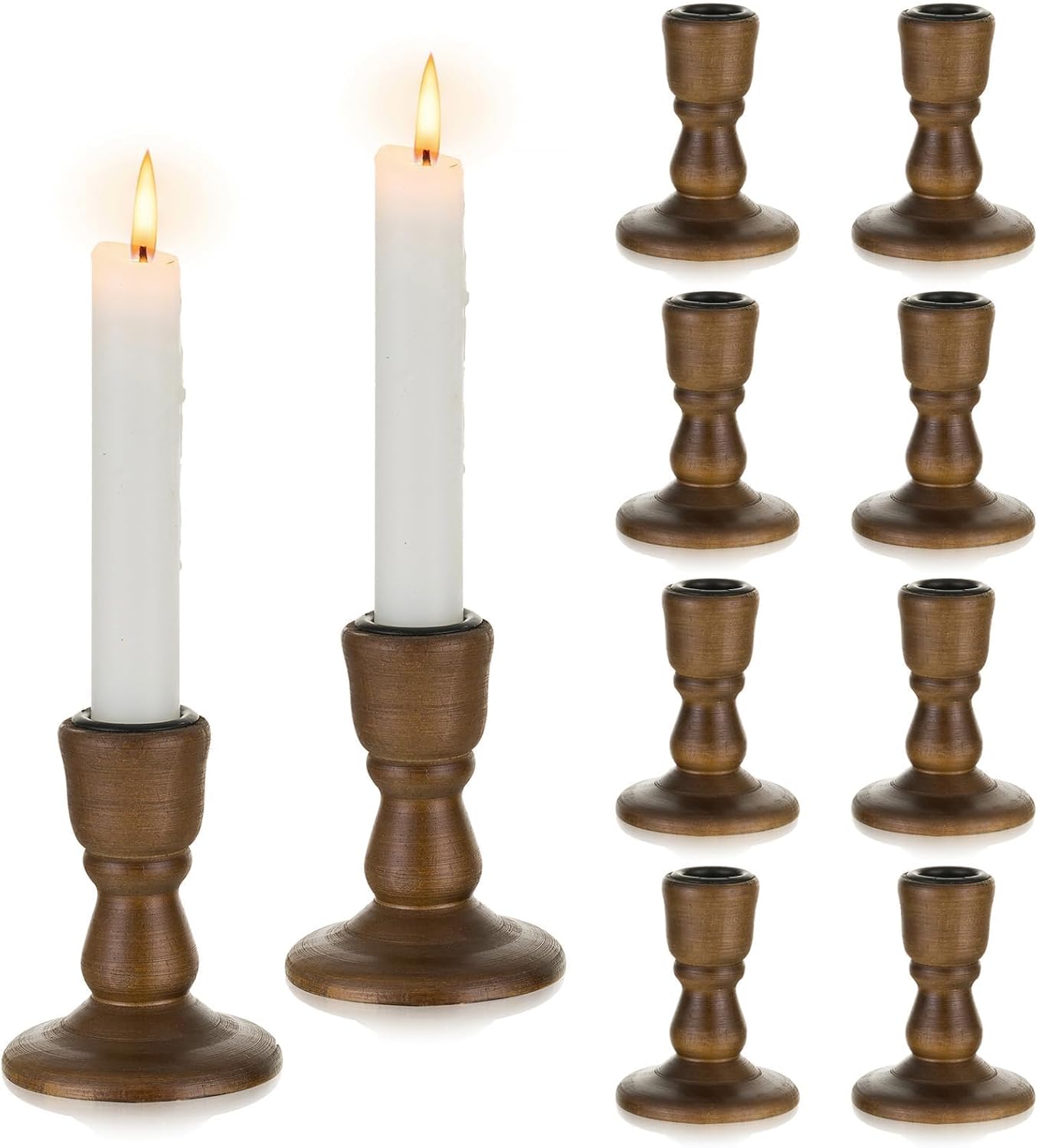 Wooden Taper Candle Holders for Rustic Home Decor and Centerpiece