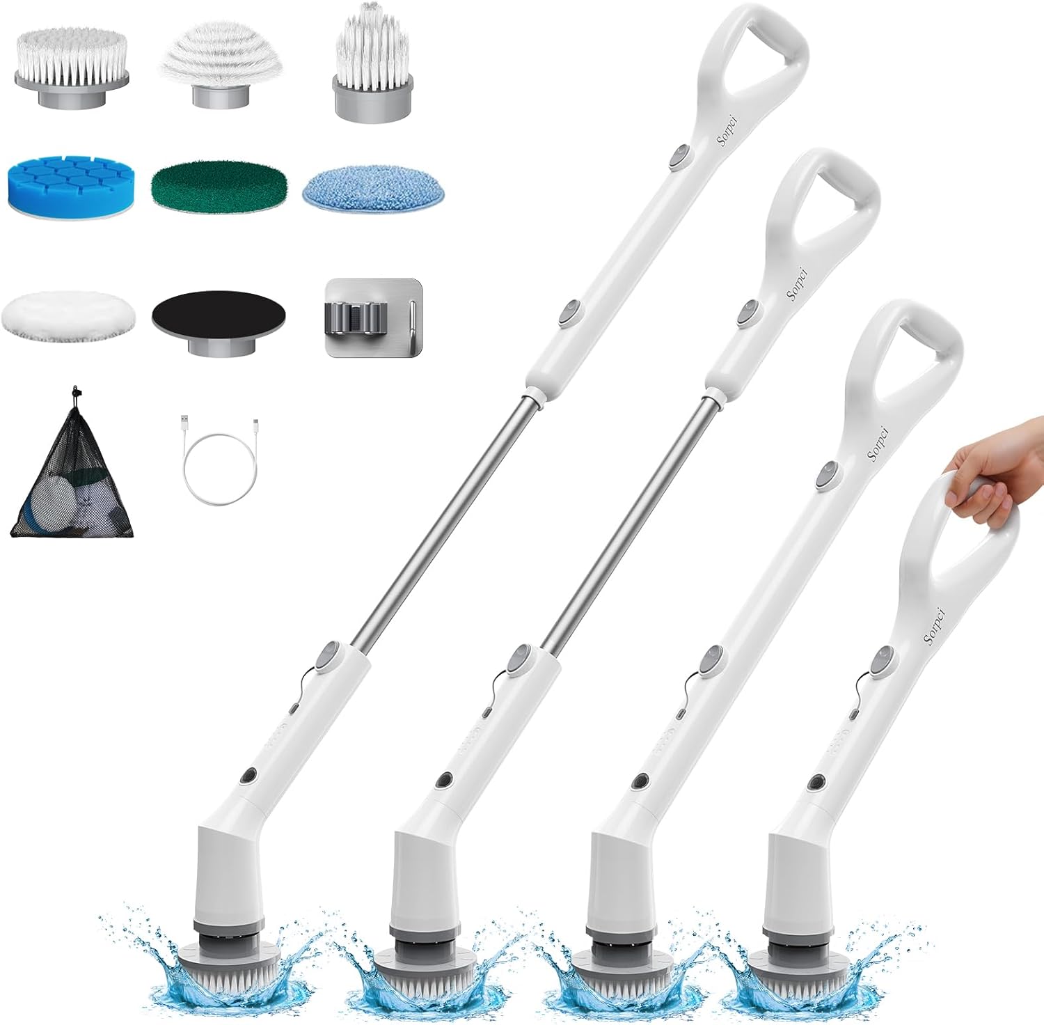 Electric Spin Scrubber with 7 Brush Heads for Effortless Cleaning